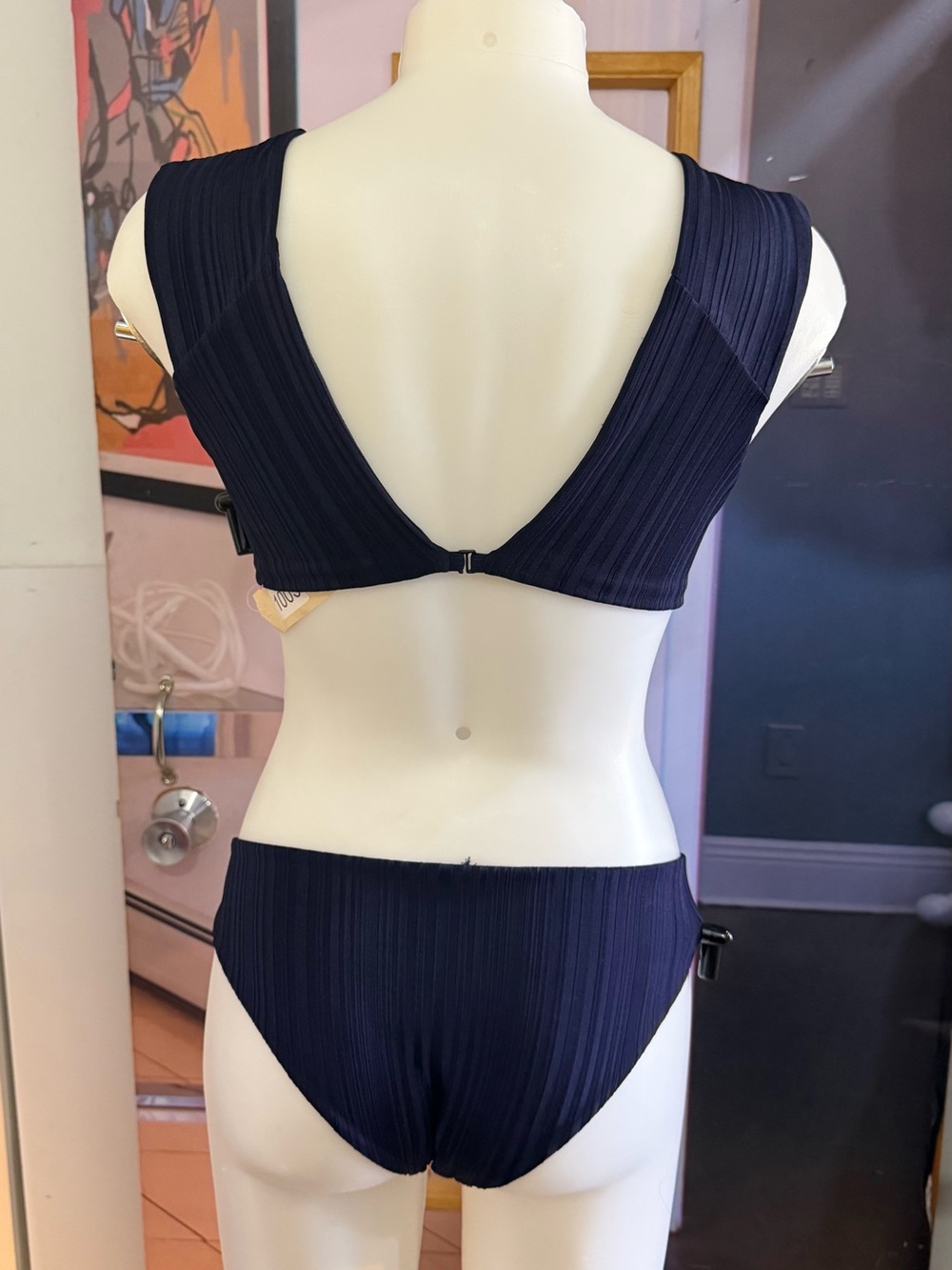 Tavik Ribbed Deep V Navy Bikini Set - Picture 3 of 6